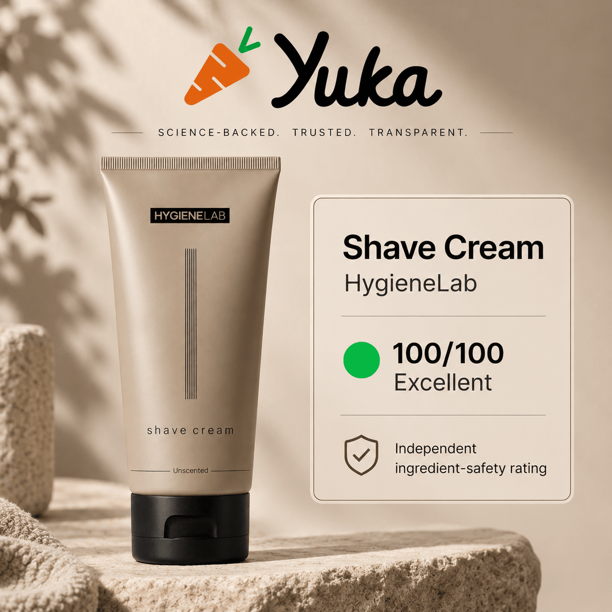 HygieneLab Shave Cream Yuka 100 out of 100 infographic