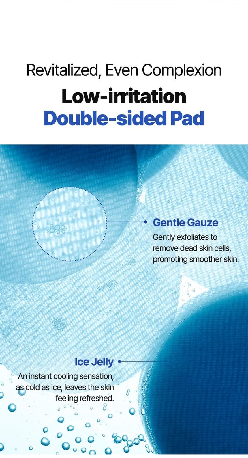 Isntree Ultra-Low Molecular Hyaluronic Acid Zinc Cooling Pad 60 Pads: double sided gauze and jelly pad