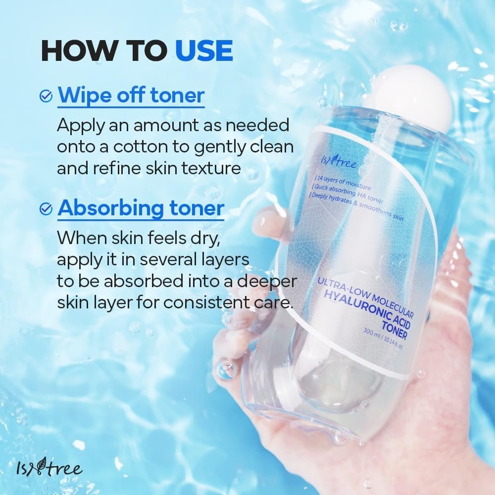 Isntree Ultra-Low Molecular Hyaluronic Acid Toner 300mL: how to use