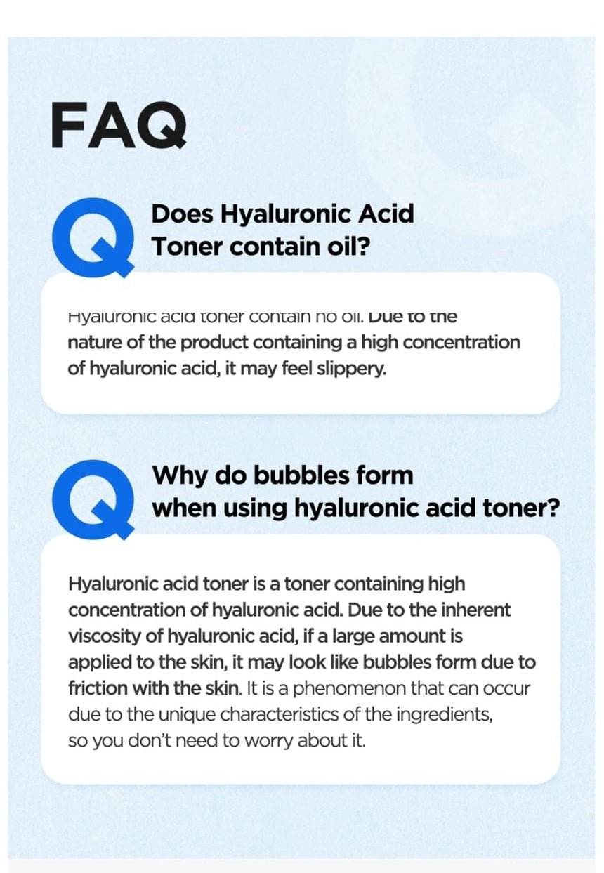 Isntree Hyaluronic Acid Toner 400mL: texture faq