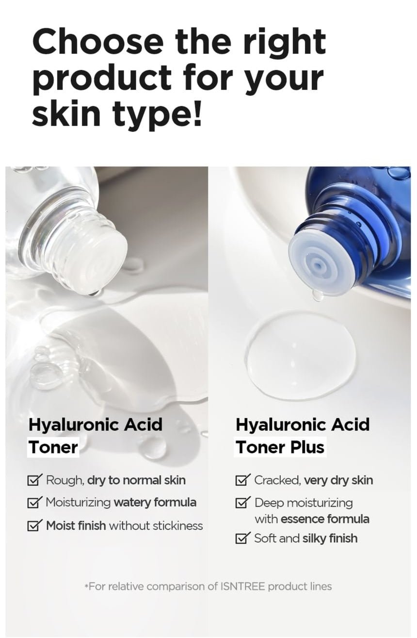 Isntree Hyaluronic Acid Toner 400mL: toner versus toner plus