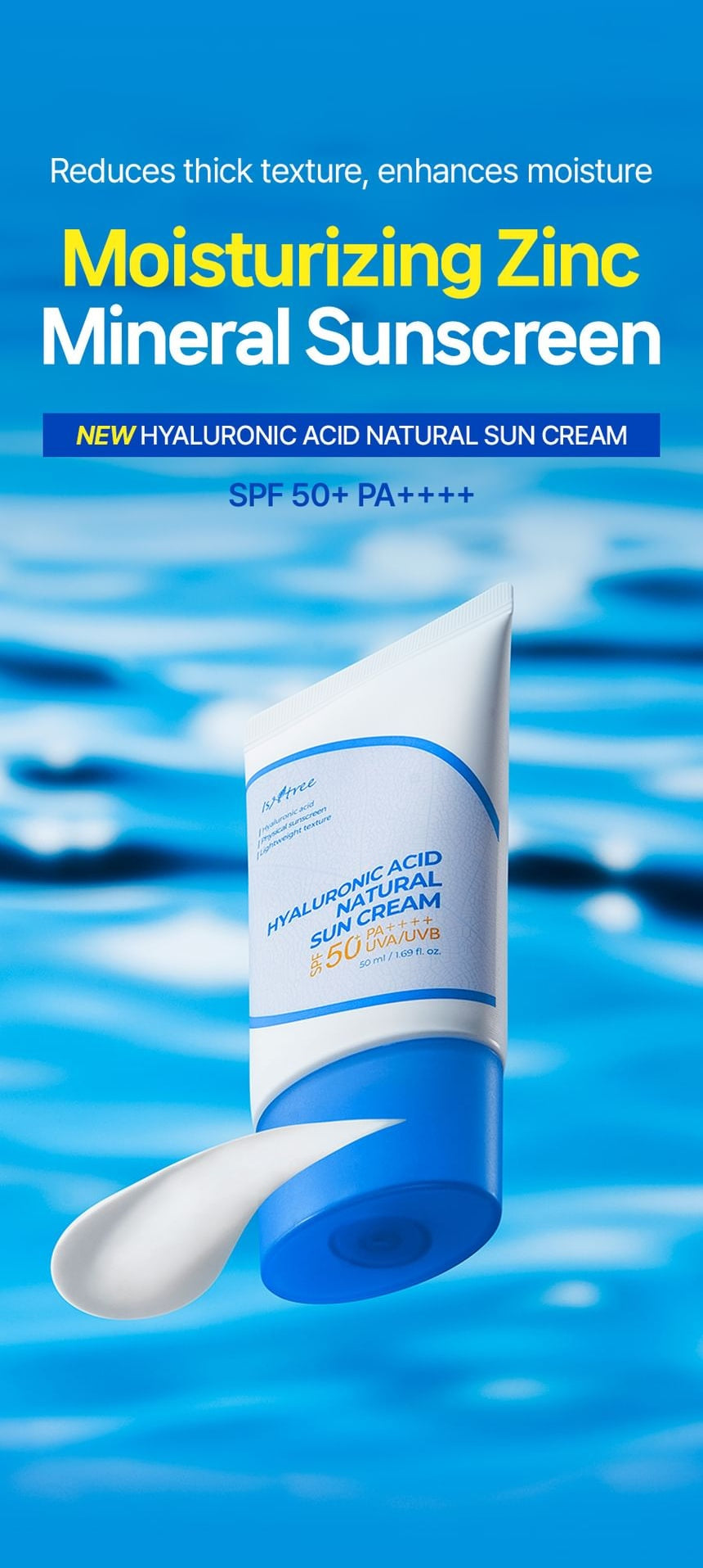 Isntree Hyaluronic Acid Natural Sun Cream SPF50+ PA++++ 50mL - mineral protection introduction