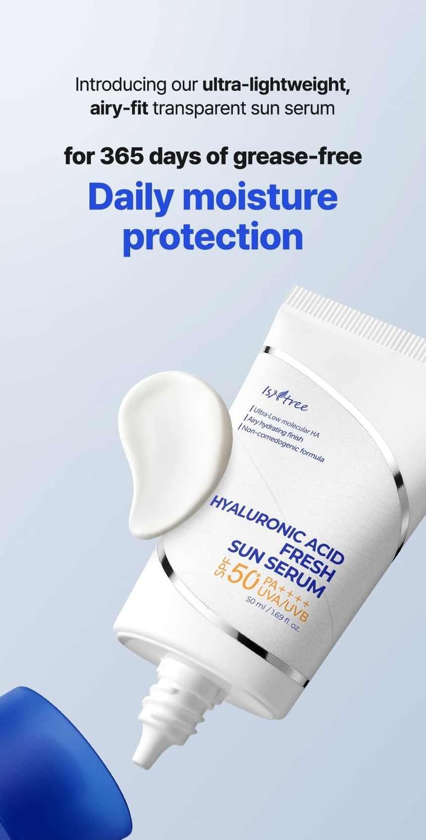 Isntree Hyaluronic Acid Fresh Sun Serum SPF50+ PA++++ 50mL - airy moisturizing formula