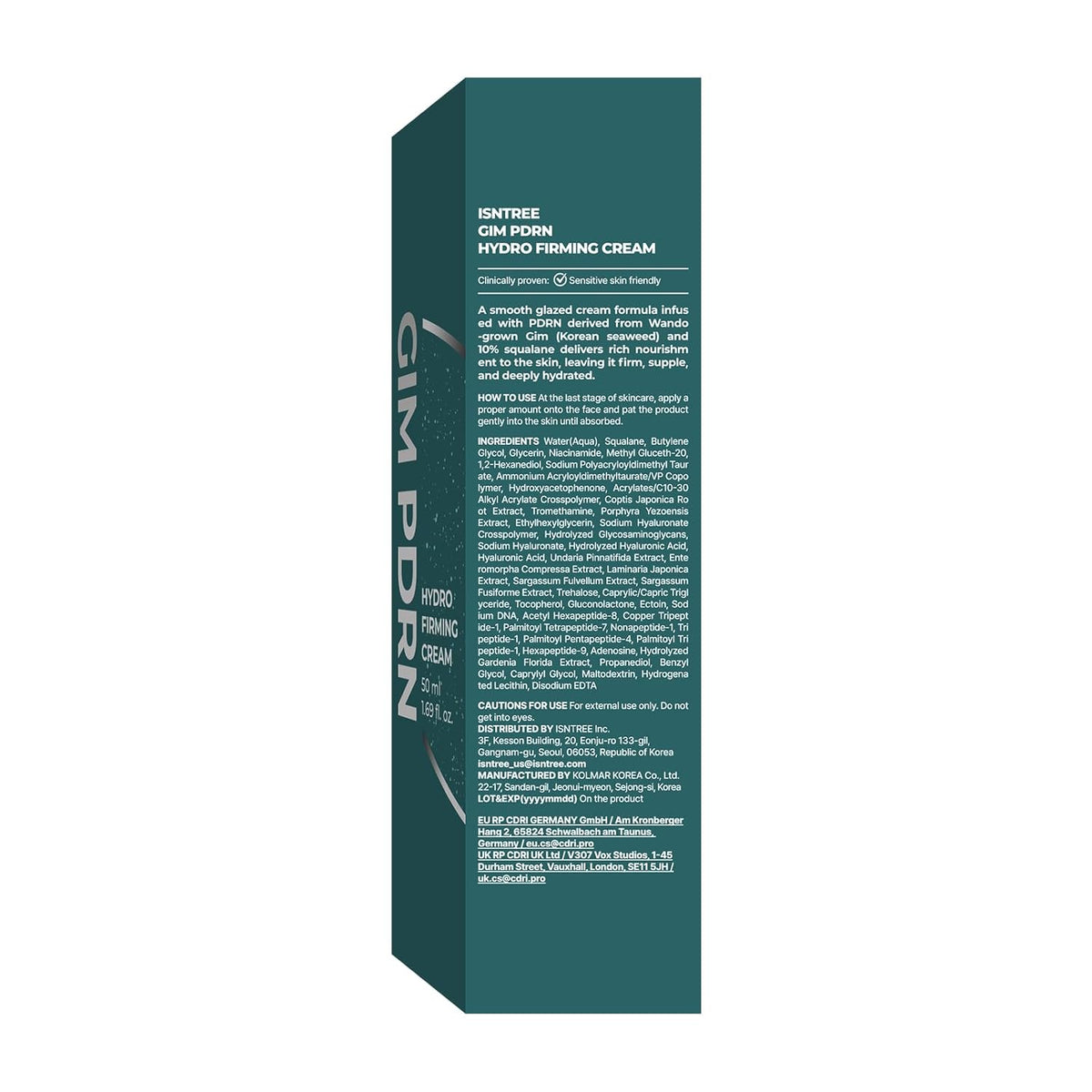 Isntree GIM PDRN Hydro Firming Cream 50mL packaging directions information