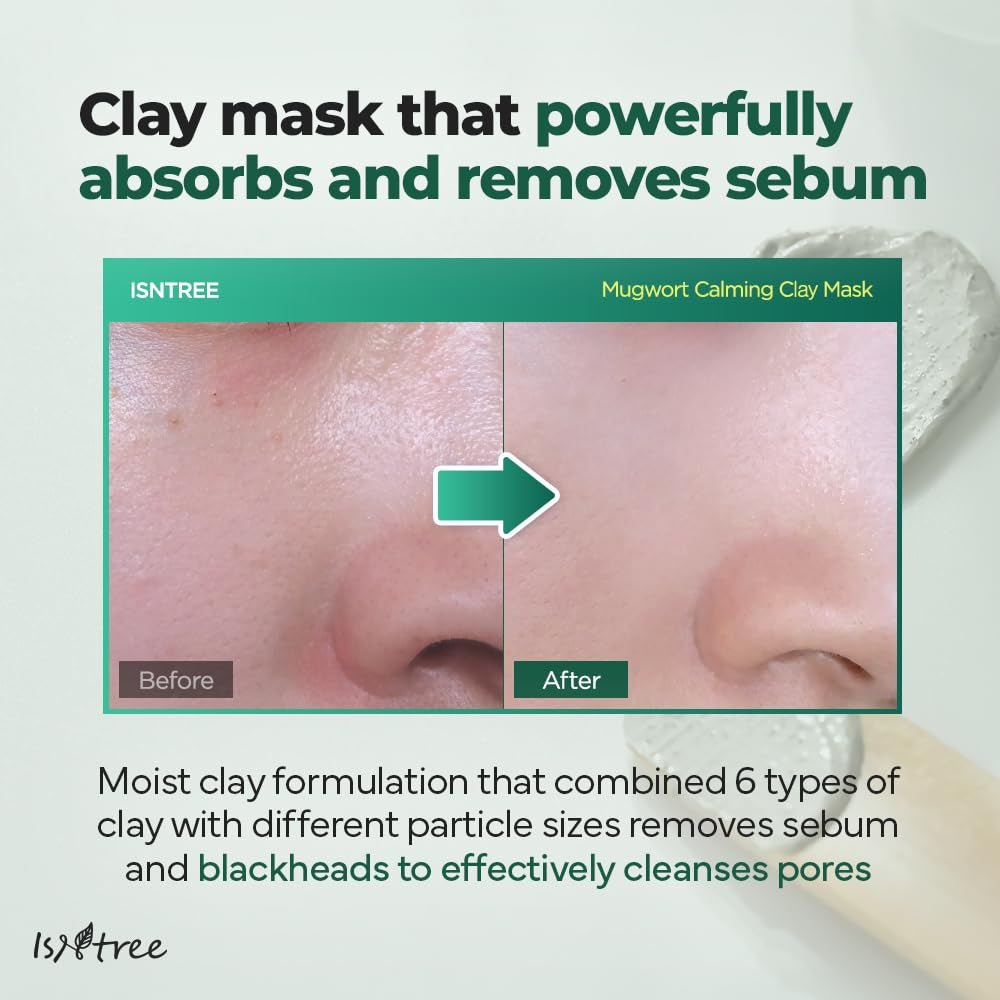 Isntree Mugwort Calming Clay Mask 200mL β Sebum and pore cleansing illustration