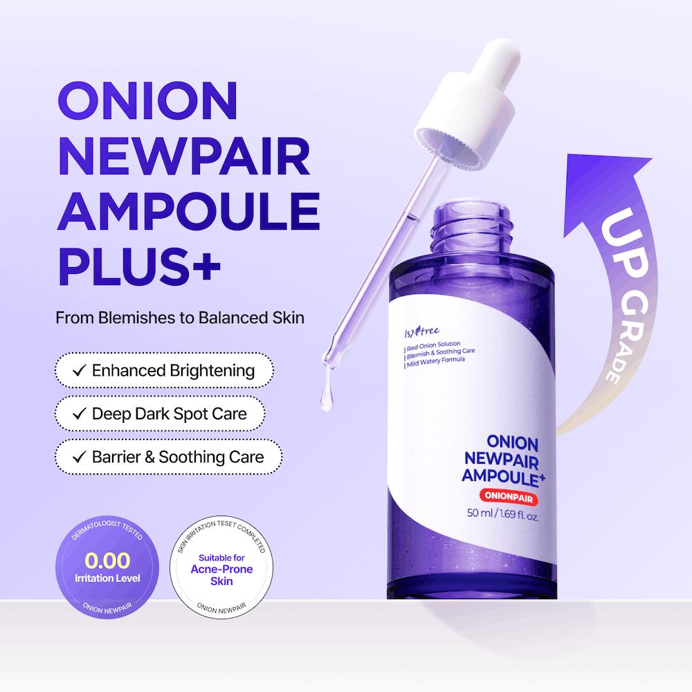 Isntree Onion Newpair Ampoule Plus 50mL: Plus formula benefits and acne-prone skin suitability