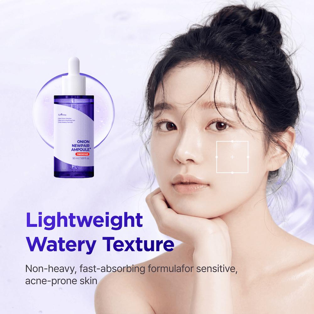 Isntree Onion Newpair Ampoule Plus 50mL: Lightweight watery texture for sensitive acne-prone skin
