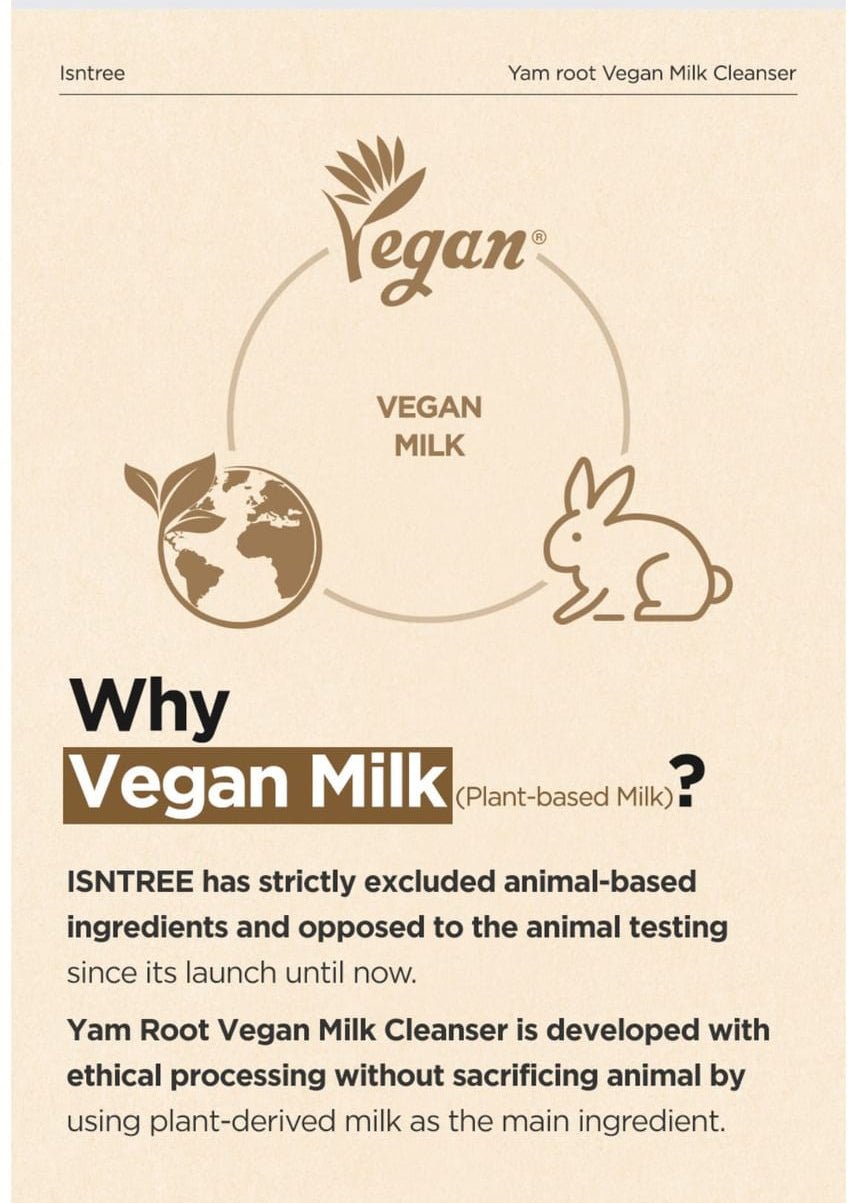 Isntree Yam Root Vegan Milk Cleanser 220mL β Vegan milk development context