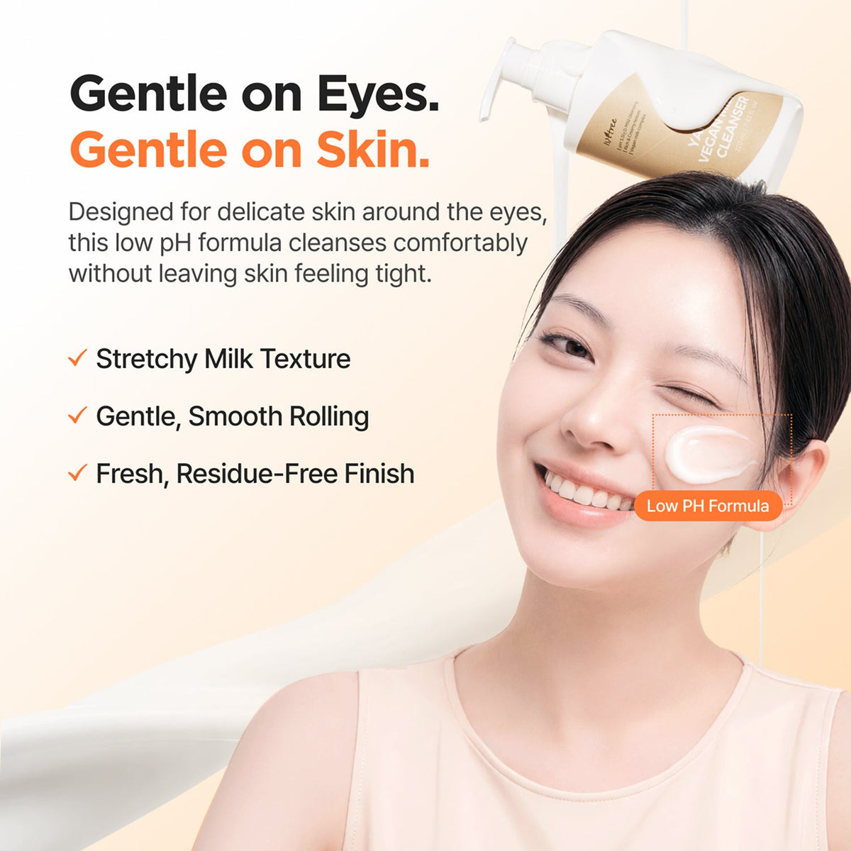 Isntree Yam Root Vegan Milk Cleanser 220ml: Eye-area comfort and low-pH texture