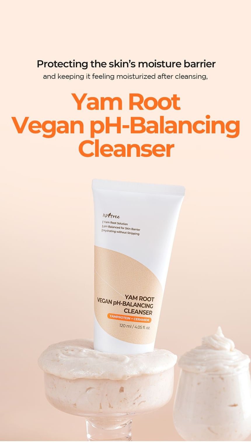 Isntree Yam Root Vegan pH-Balancing Cleanser 120mL β Barrier-friendly cleanser introduction