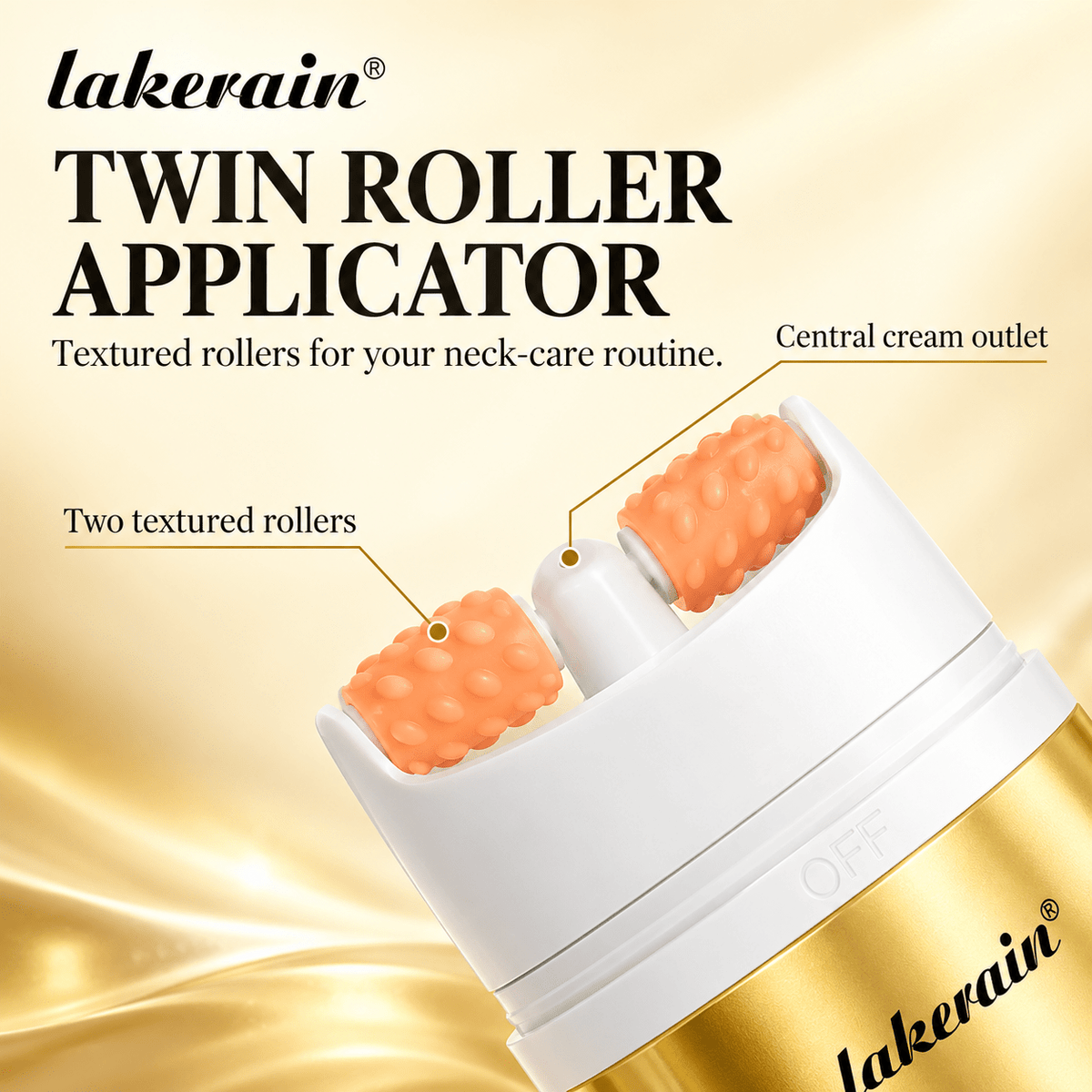 Dual textured orange rollers on LAKERAIN AH-8 neck cream applicator