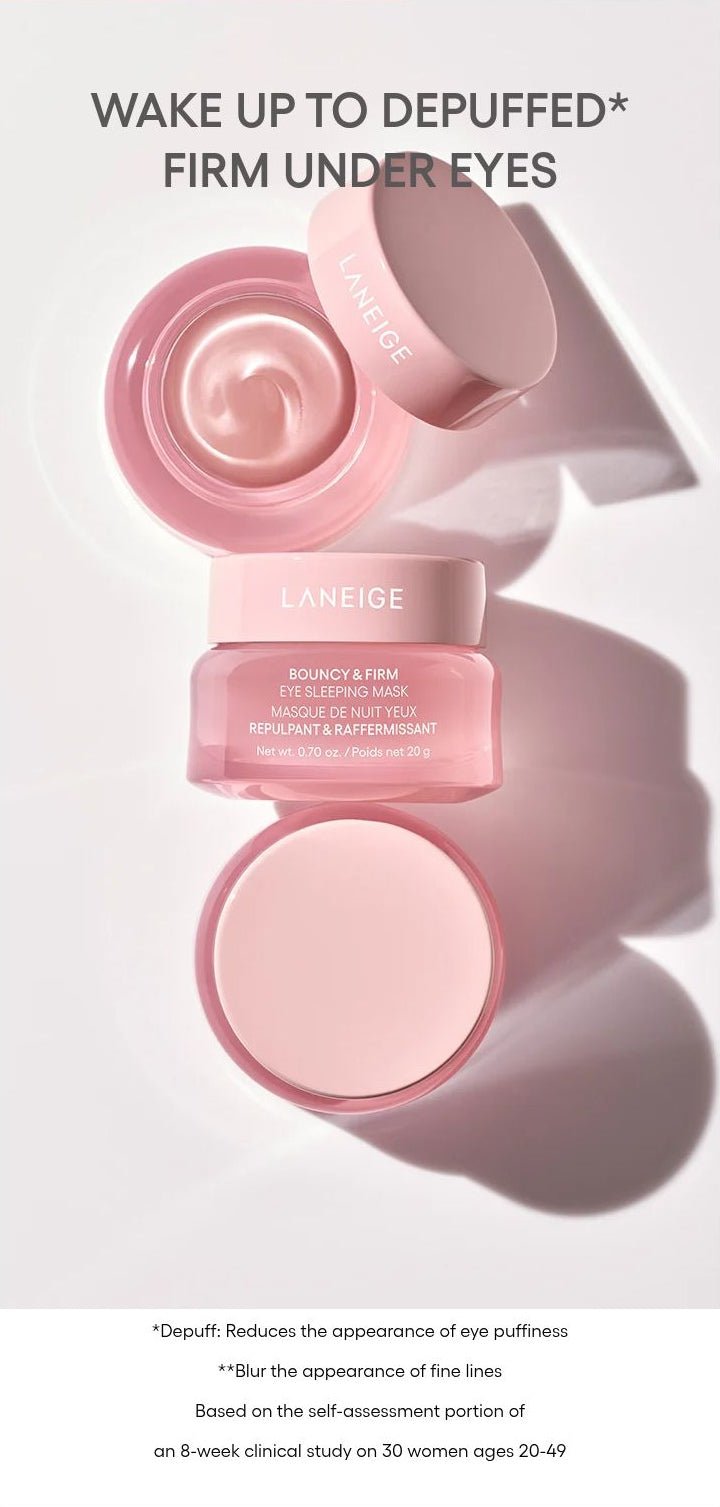 LANEIGE Bouncy & Firm Eye Sleeping Mask: depuffed, firm under-eyes with manufacturer study qualifications