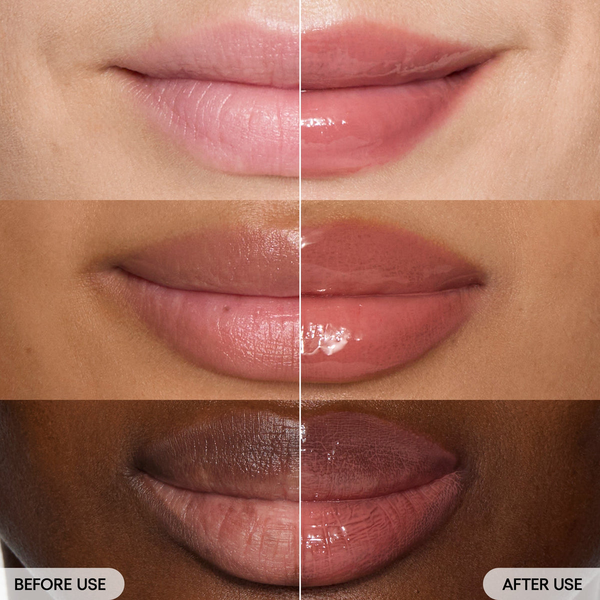 LANEIGE Glaze Craze Tinted Lip Serum Cinnamon Sugar before and after