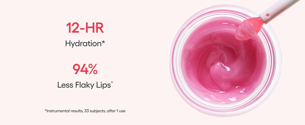 LANEIGE 12-hour hydration and 94 percent less flaky lips with instrumental study footnote