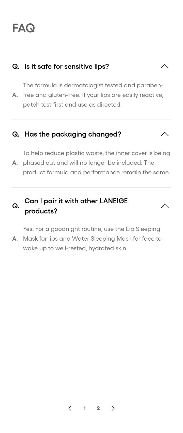 LANEIGE Lip Sleeping Mask EX complete safety, packaging and pairing questions and answers