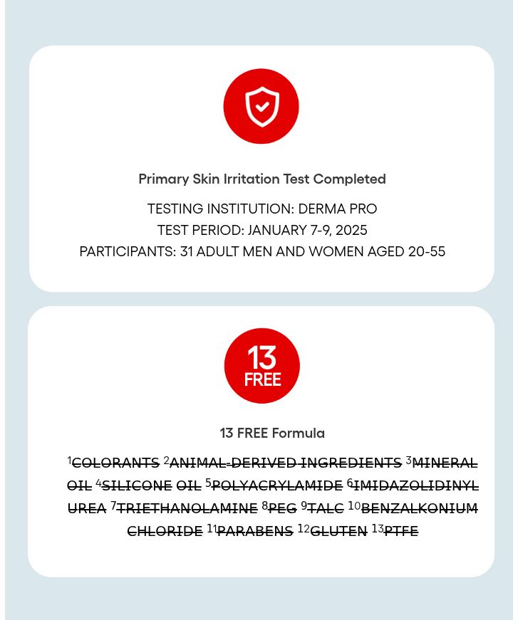 LANEIGE Flush Pop Lip Plumper primary irritation test and 13-free formula qualifications