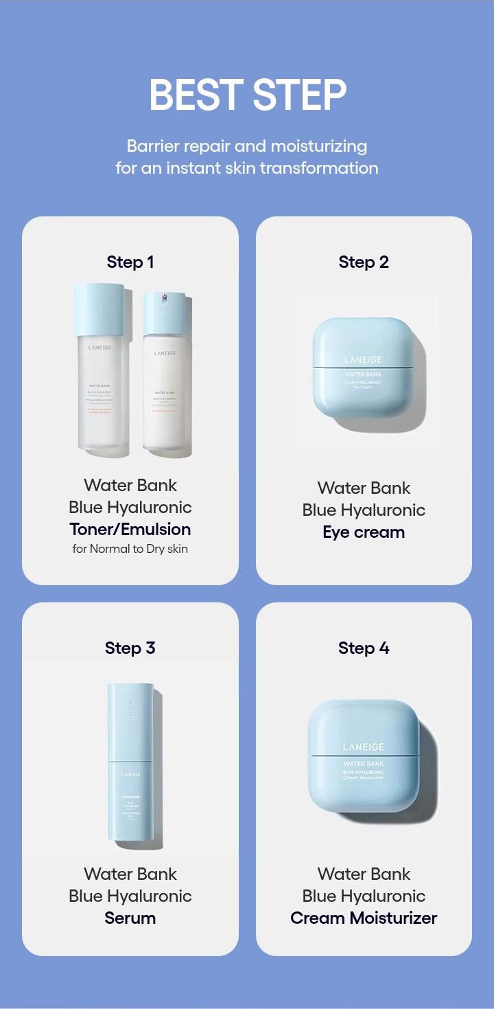 LANEIGE Water Bank Essence Toner for Normal to Dry Skin - four step routine