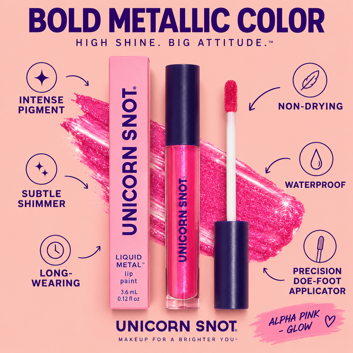 Unicorn Snot Liquid Metal Lip Paint bold metallic color features