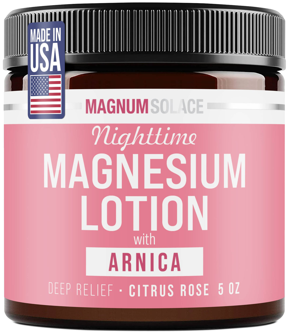 Magnum Solace Nighttime Magnesium Lotion with Arnica Citrus Rose 5 oz