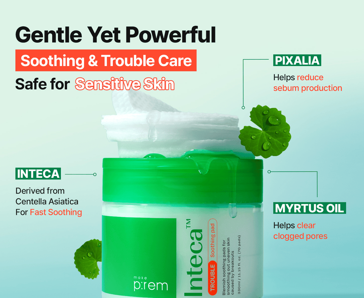 make p:rem Inteca Trouble Soothing Pad 70 pads 330mL β Amazon English aplus-pair-2-3