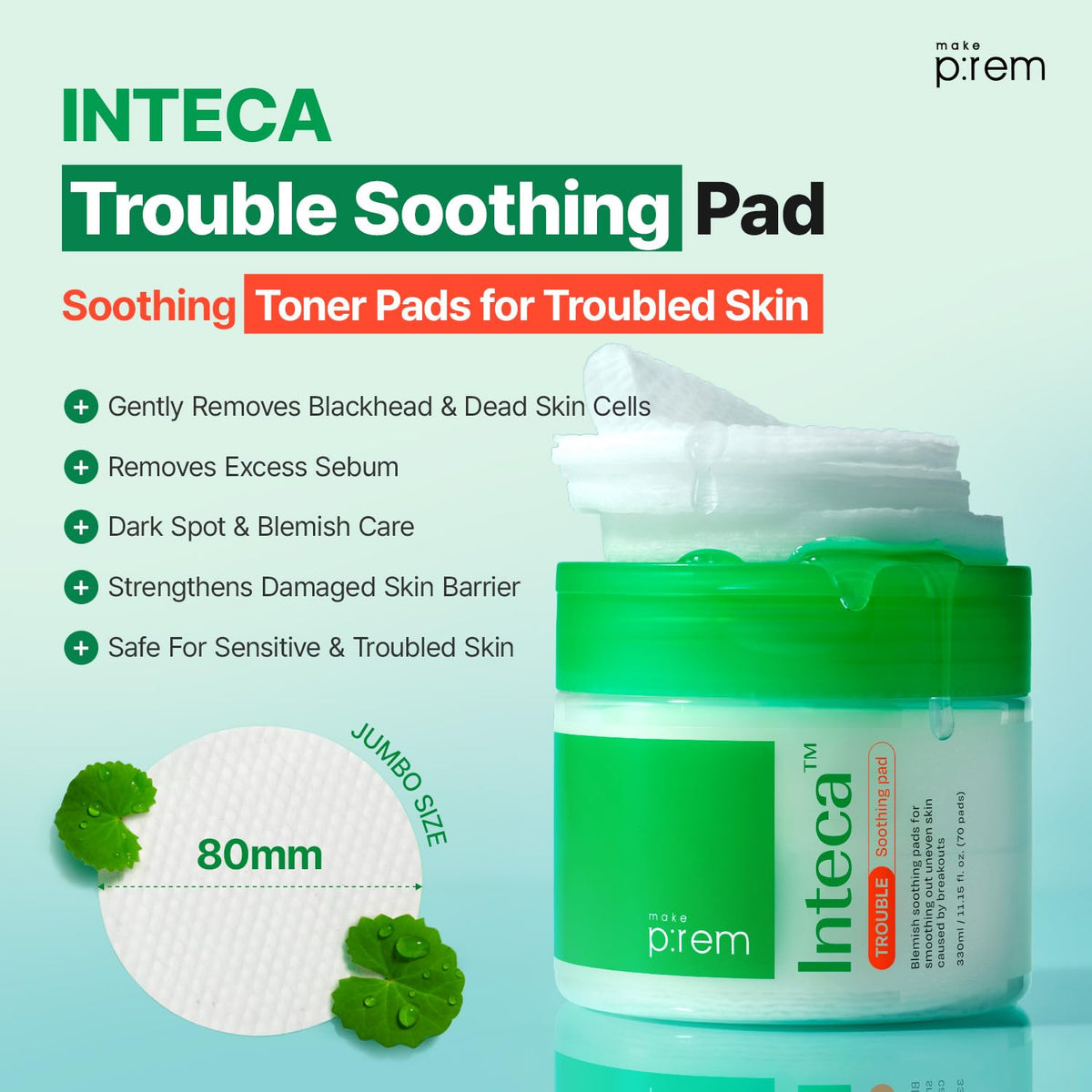 make p:rem Inteca Trouble Soothing Pad 70 pads 330mL β Amazon English gallery 1