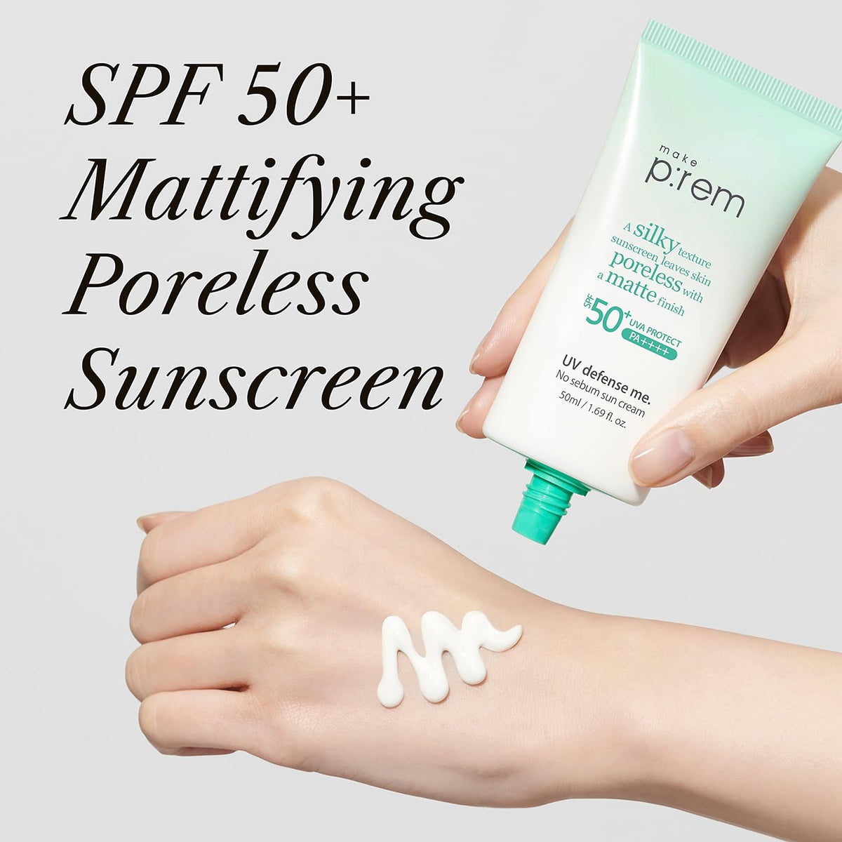 make p:rem No Sebum Sun Cream 50mL β SPF50+ mattifying sunscreen application