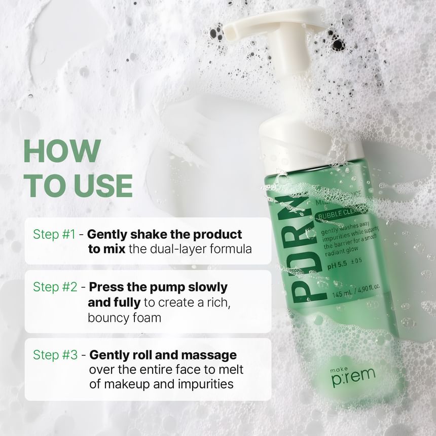 make p:rem PDRN Milk Essence Bubble Cleanser 145mL how to use