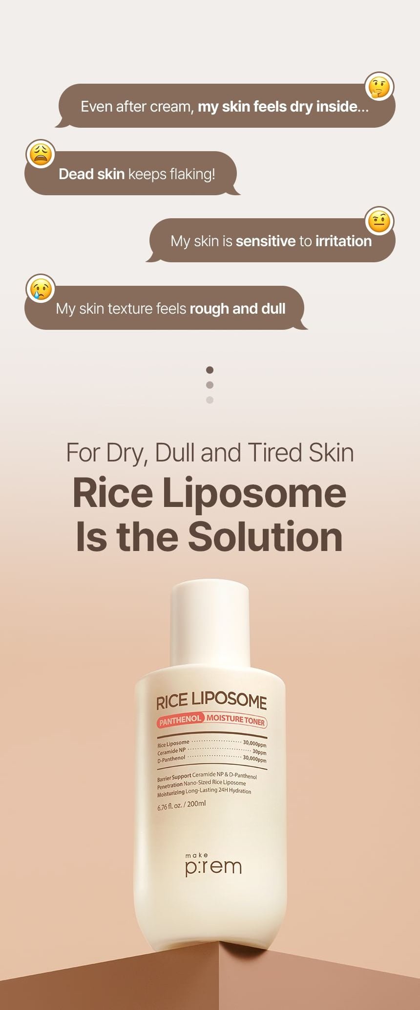 make p:rem Rice Liposome Toner dry skin context