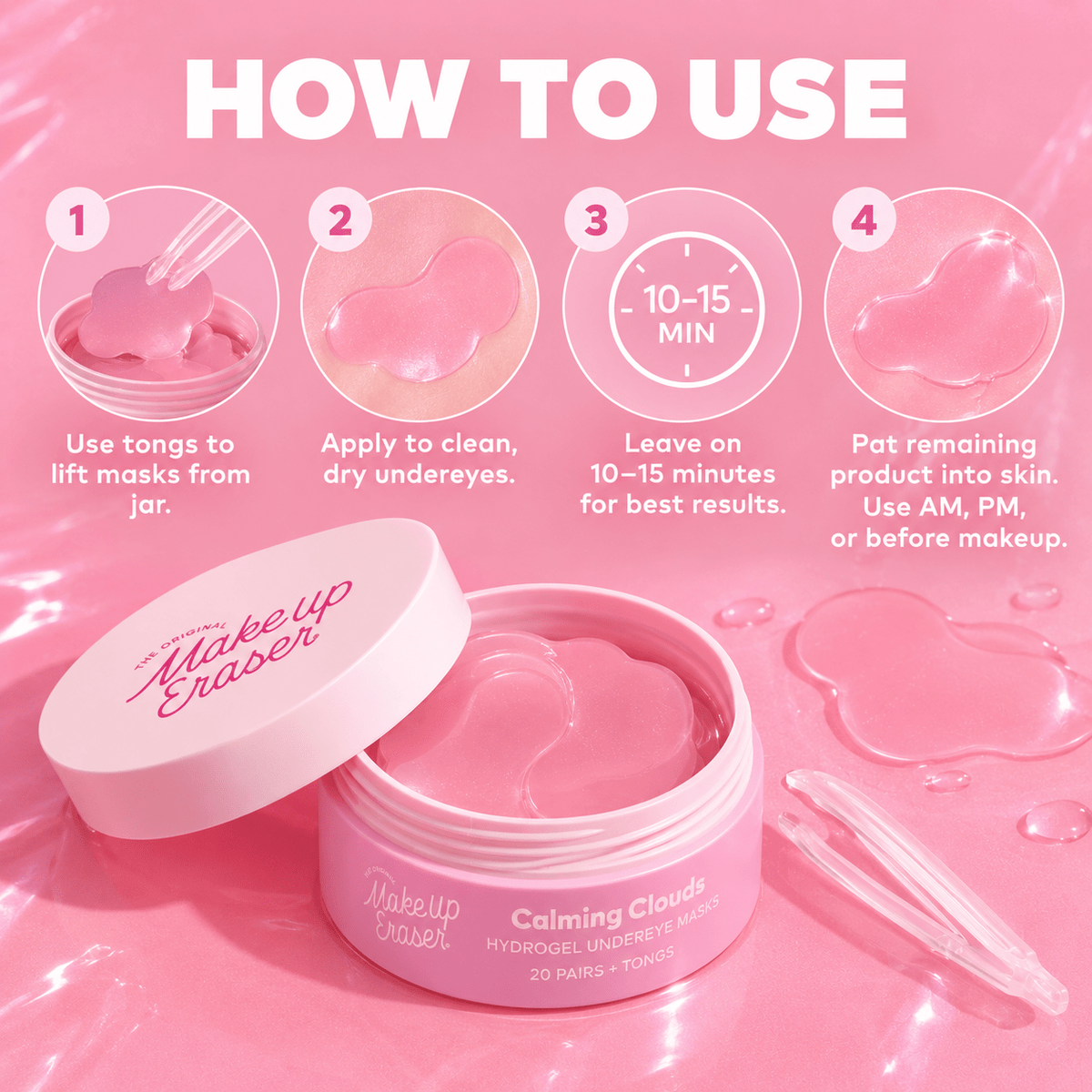 How to use MakeUp Eraser Calming Clouds Hydrogel Undereye Masks
