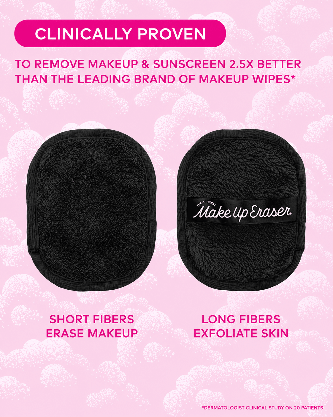 MakeUp Eraser Chic Black short fiber and long fiber clinical comparison