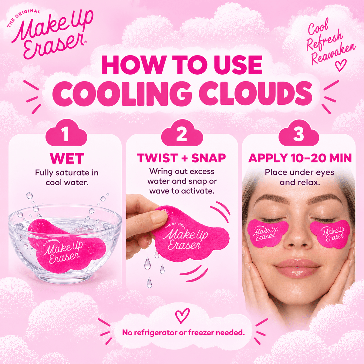 How to use MakeUp Eraser Cooling Clouds undereye patches
