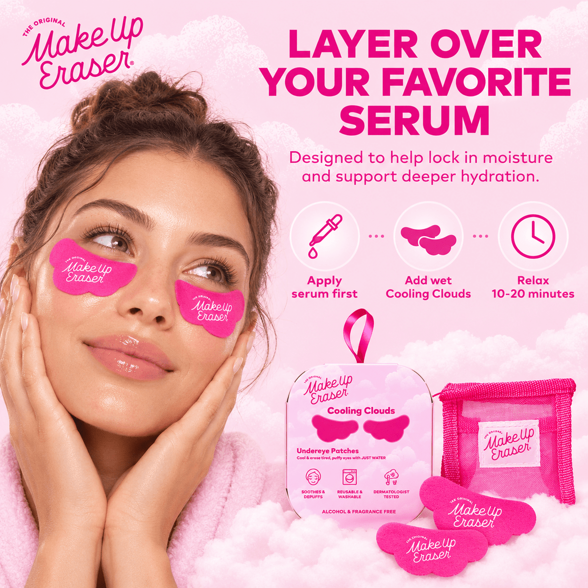 MakeUp Eraser Cooling Clouds layered over serum for hydration
