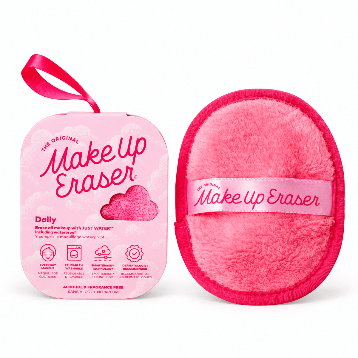 The Original MakeUp Eraser Daily Pink reusable makeup remover with packaging