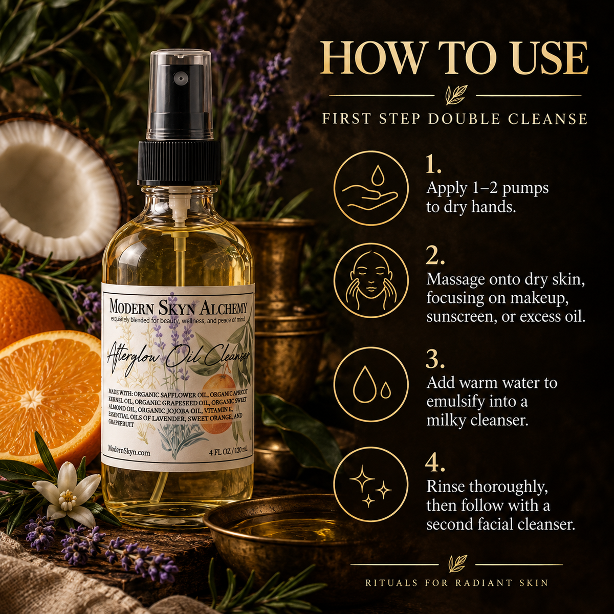 How to use Modern Skyn Alchemy Afterglow Cleansing Oil