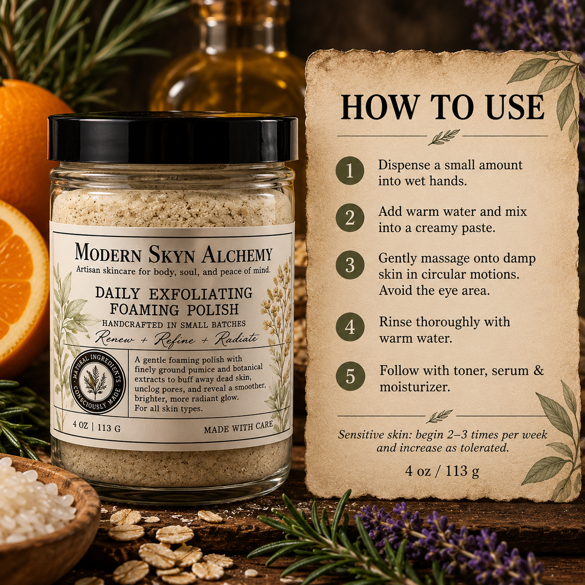 How to use Modern Skyn Alchemy Daily Exfoliating Foaming Polish