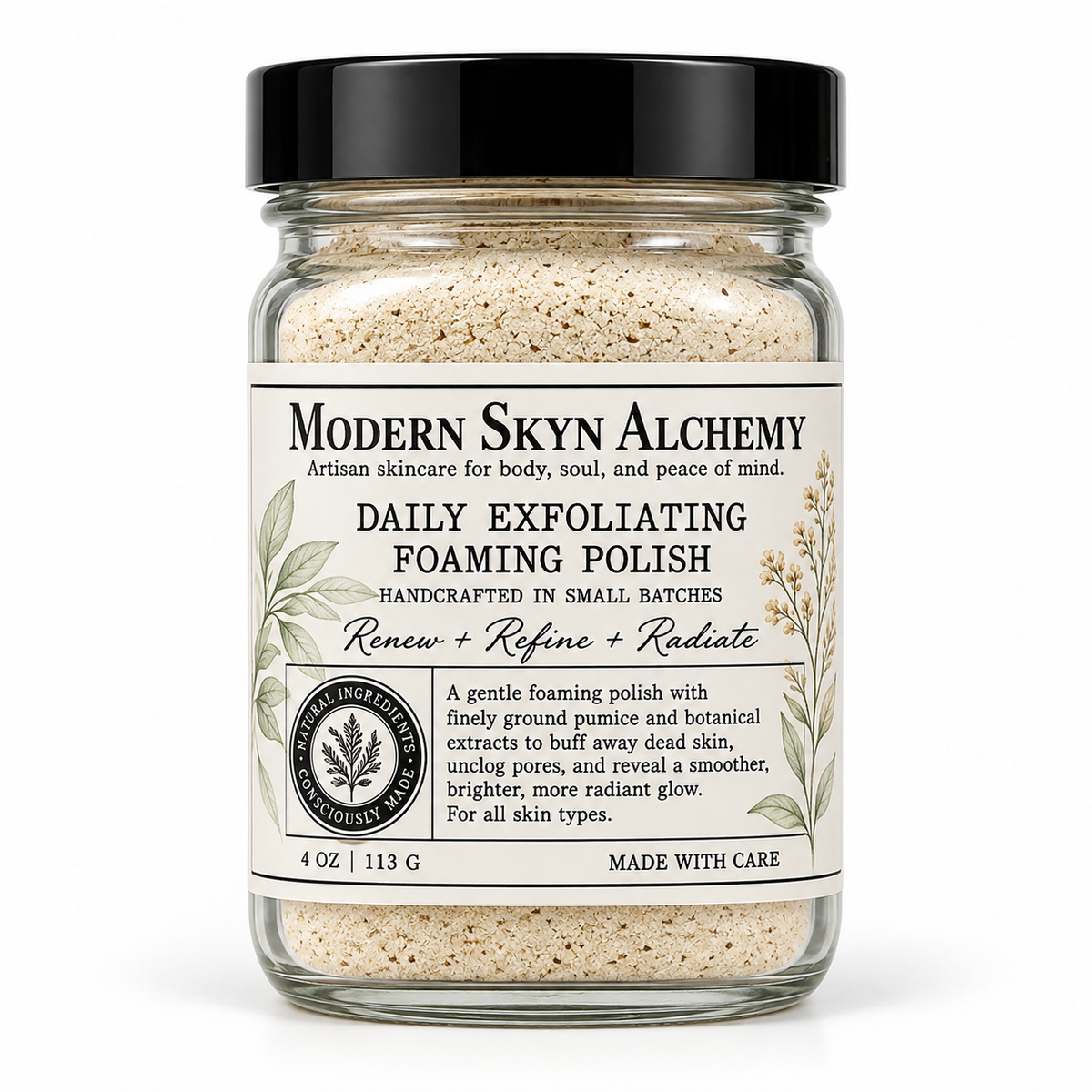 Modern Skyn Alchemy Daily Exfoliating Foaming Polish 4 oz on white background