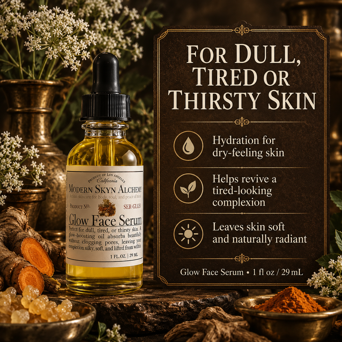 Glow Face Serum for dull tired or thirsty skin
