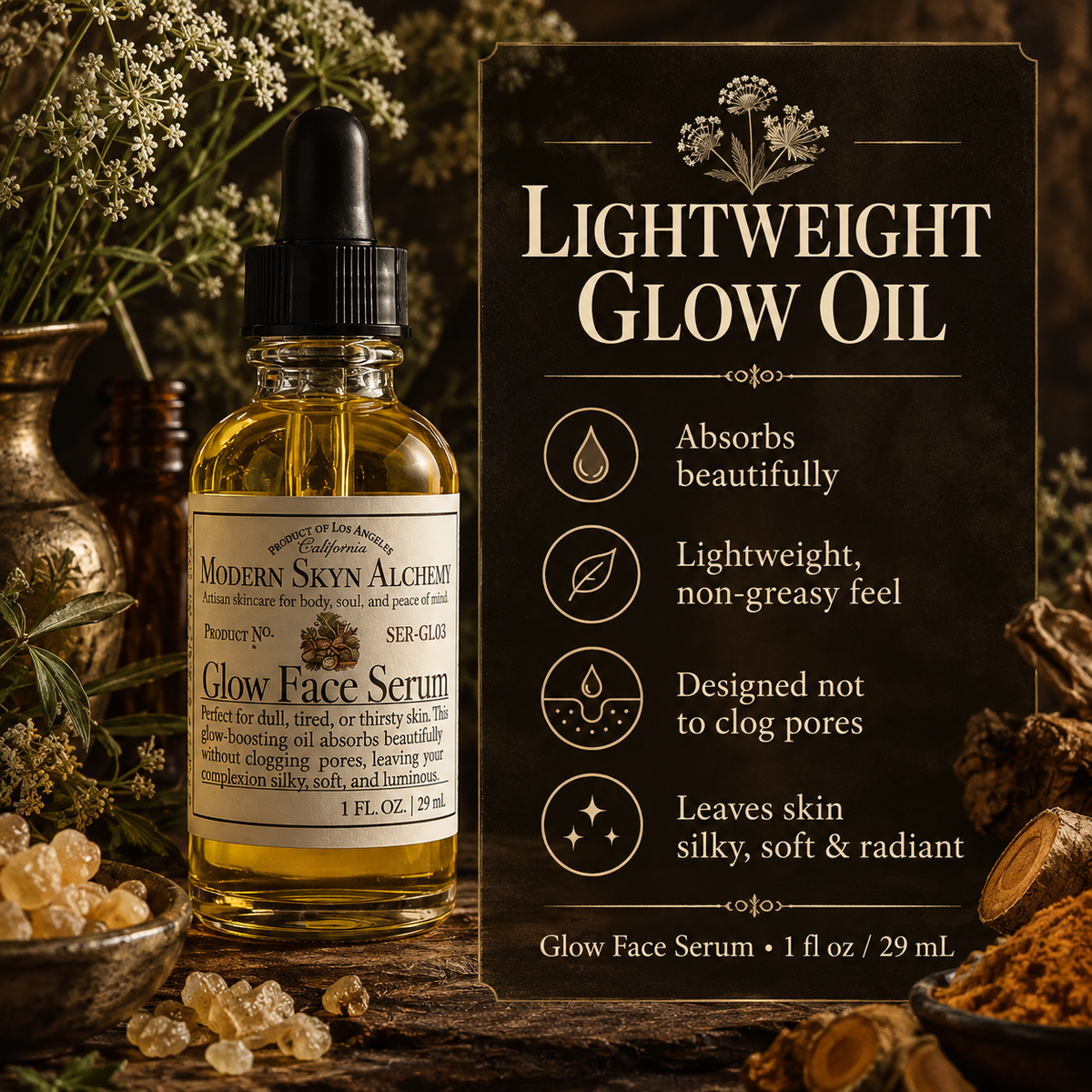 Glow Face Serum lightweight non-greasy finish
