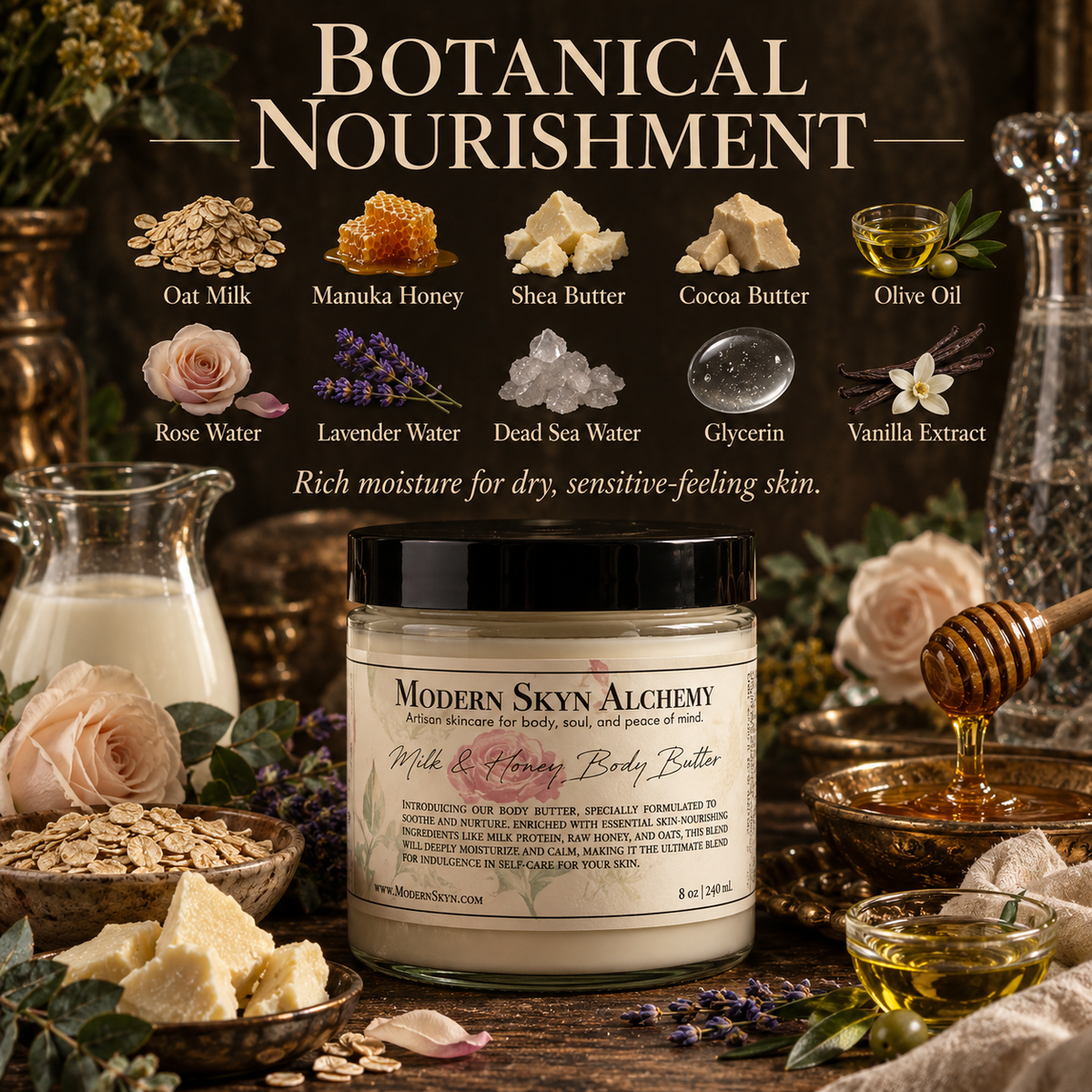 Milk & Honey Body Butter botanical nourishment ingredients