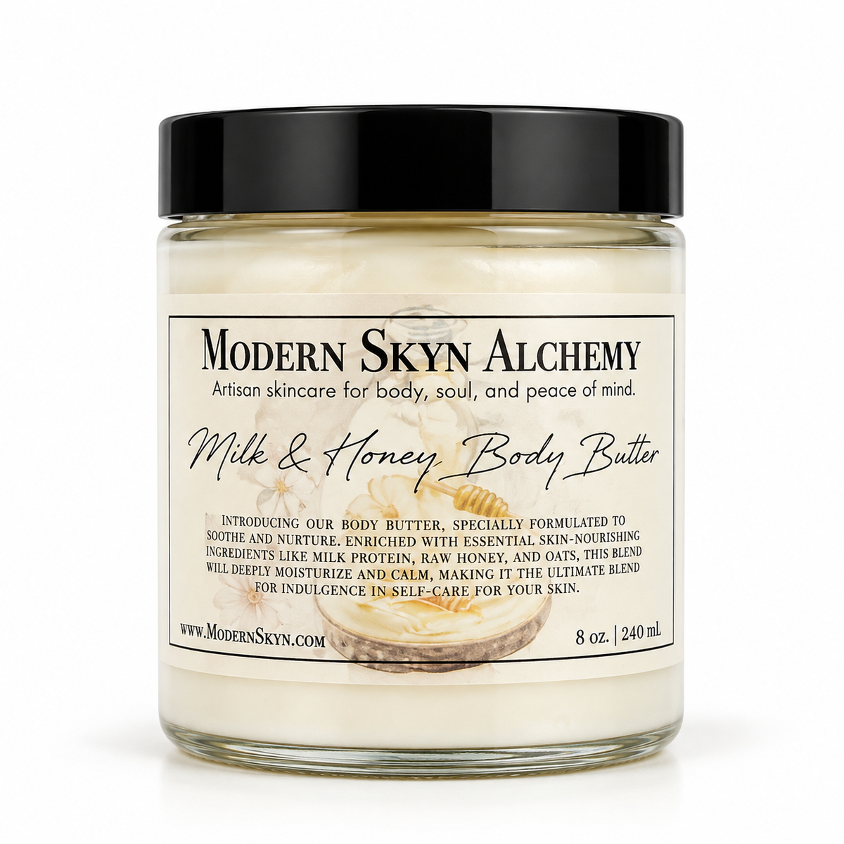 Modern Skyn Alchemy Milk & Honey Body Butter 8 oz on white background