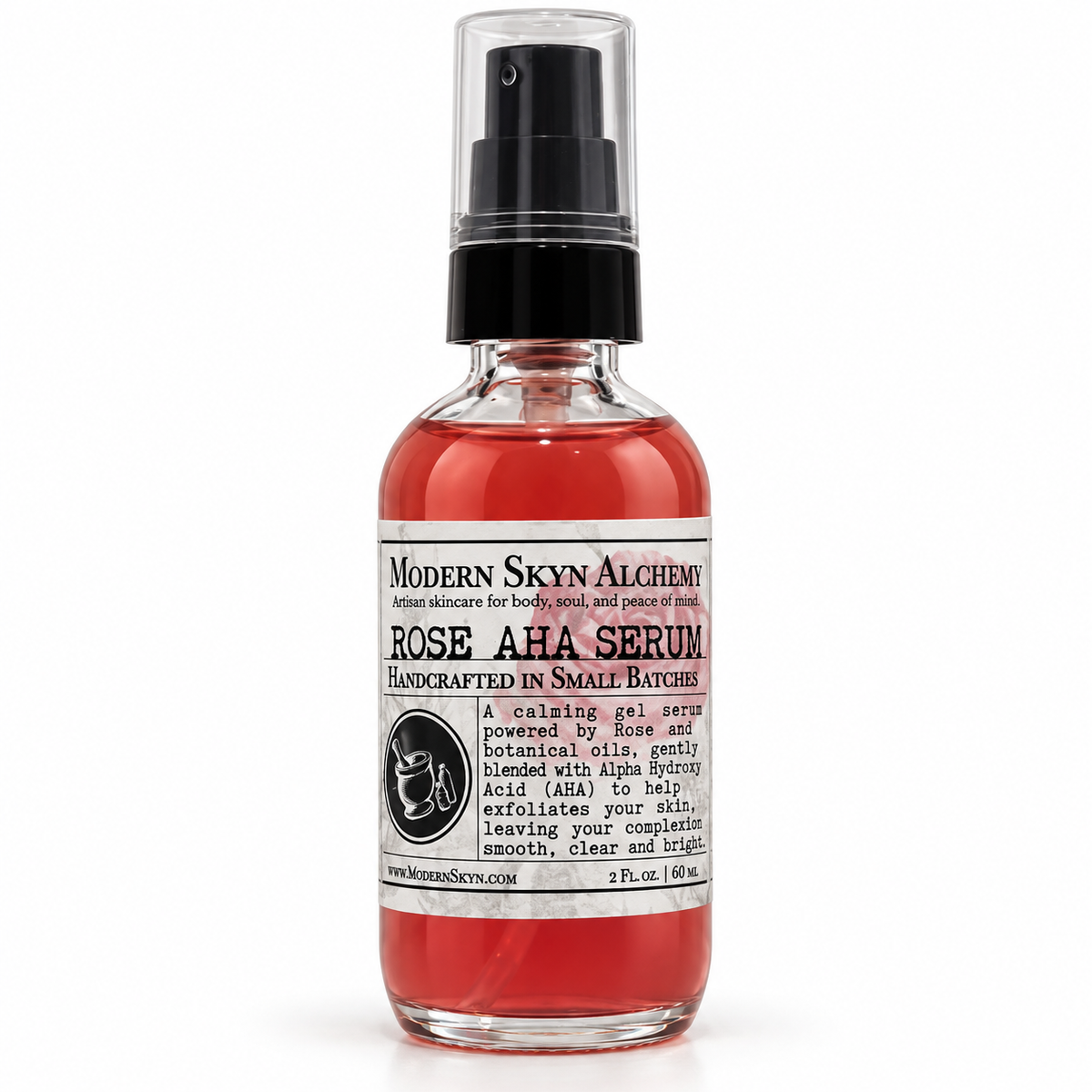 Modern Skyn Alchemy Rose AHA Serum 2 oz on white background
