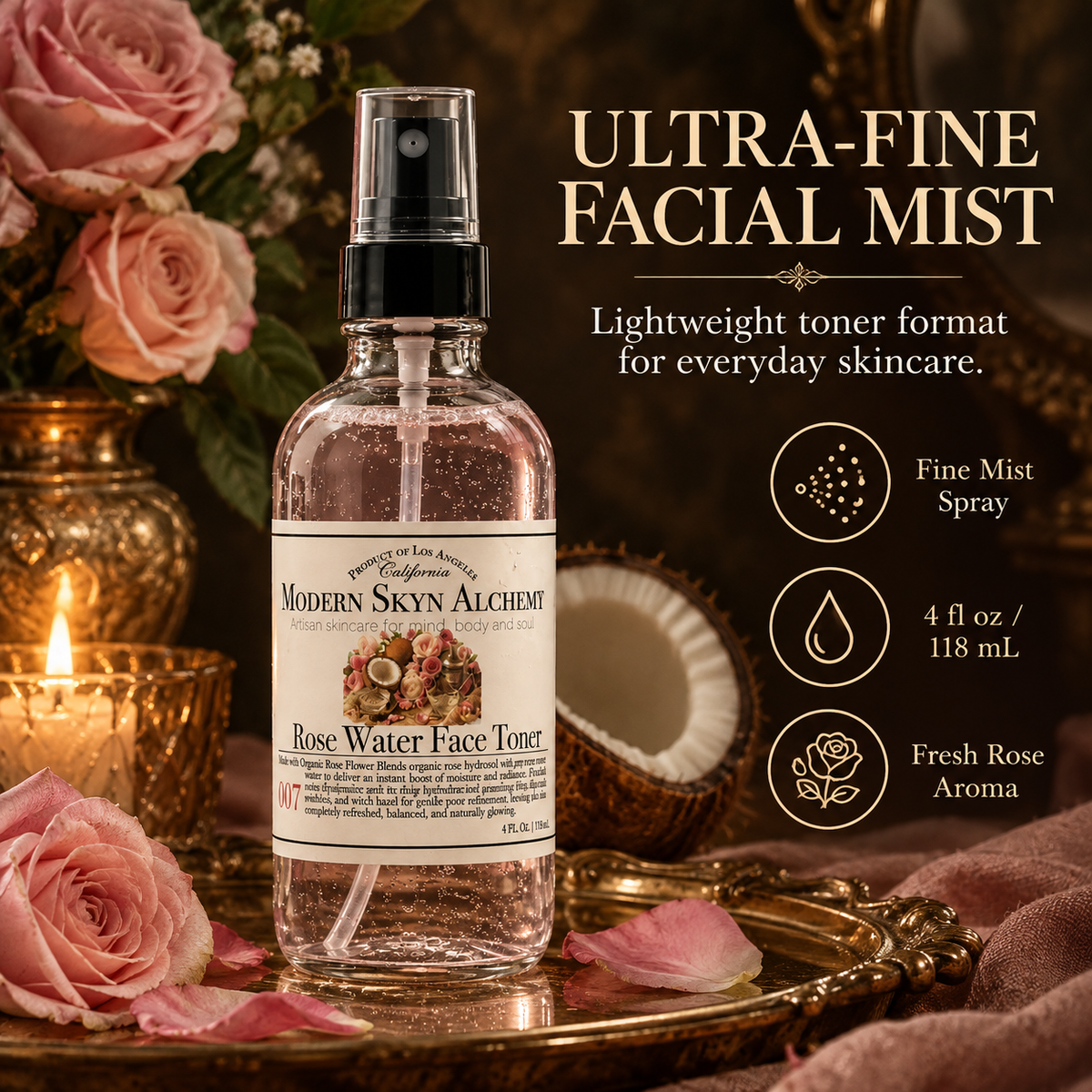 Rose Water Face Toner ultra-fine facial mist format