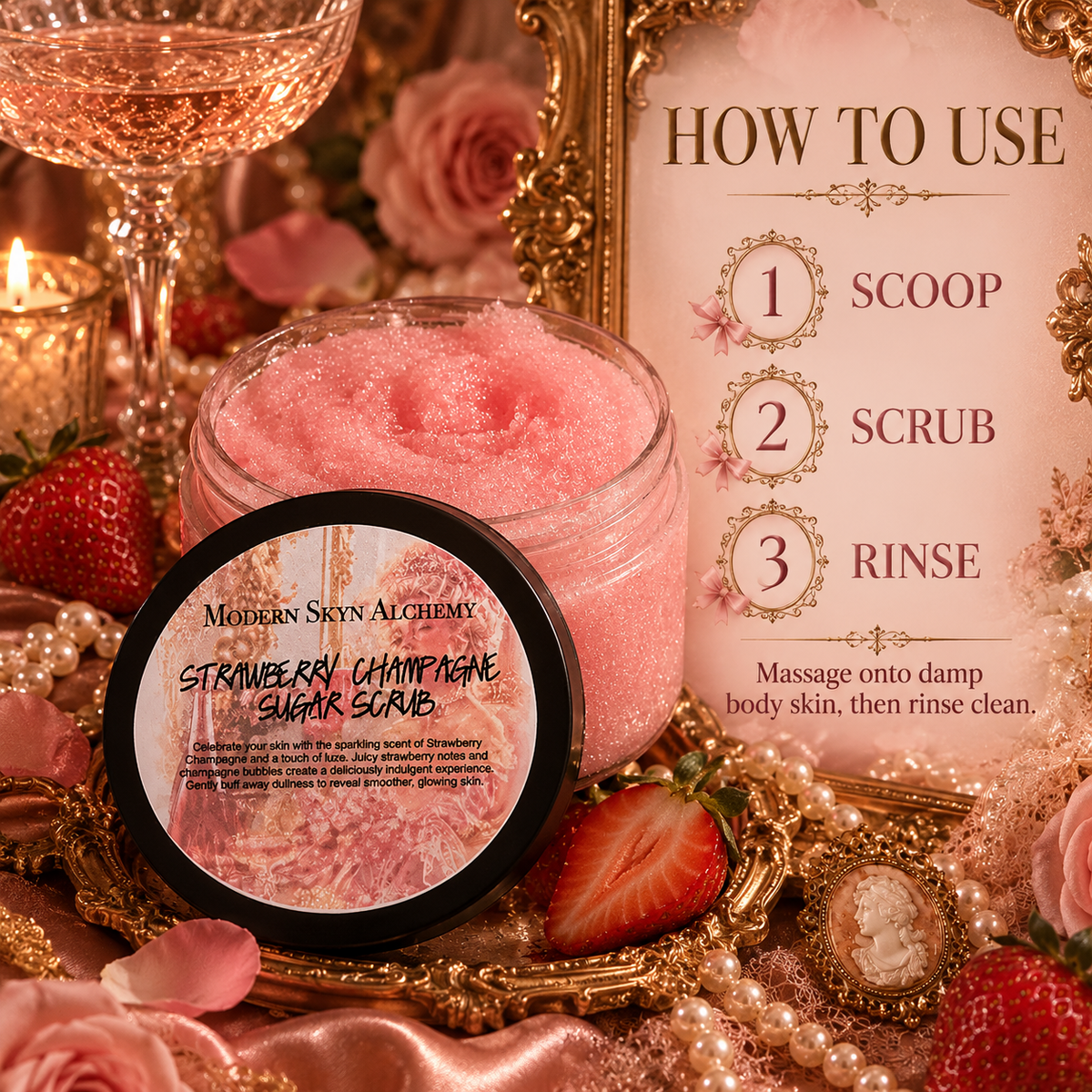 How to use Strawberry Champagne Sugar Scrub