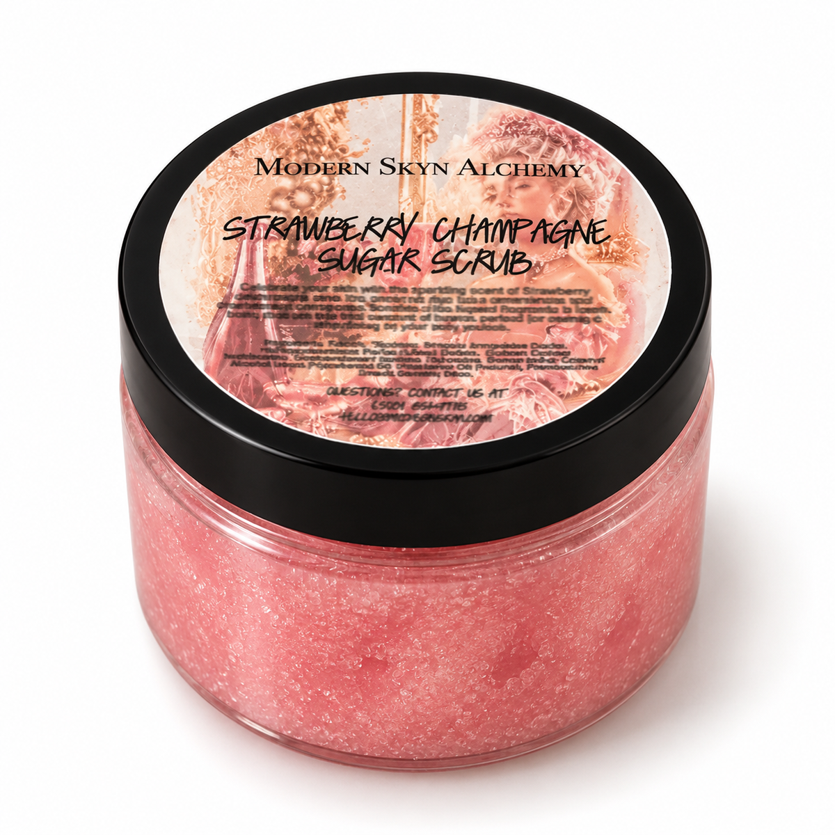 Modern Skyn Alchemy Strawberry Champagne Sugar Scrub on white background