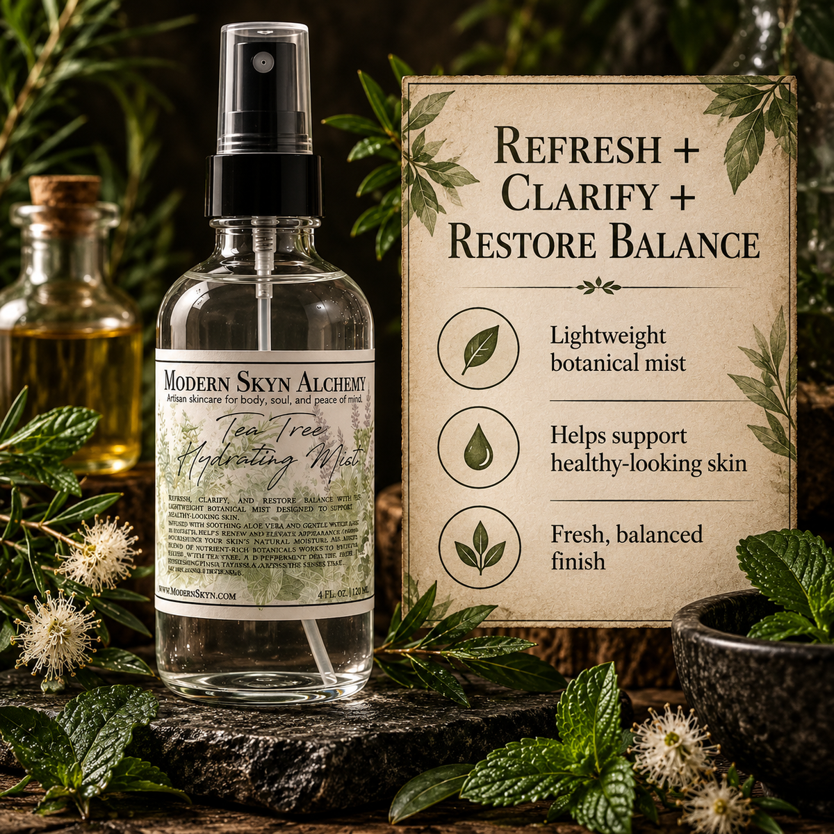 Tea Tree Hydrating Mist refresh clarify and restore balance benefits