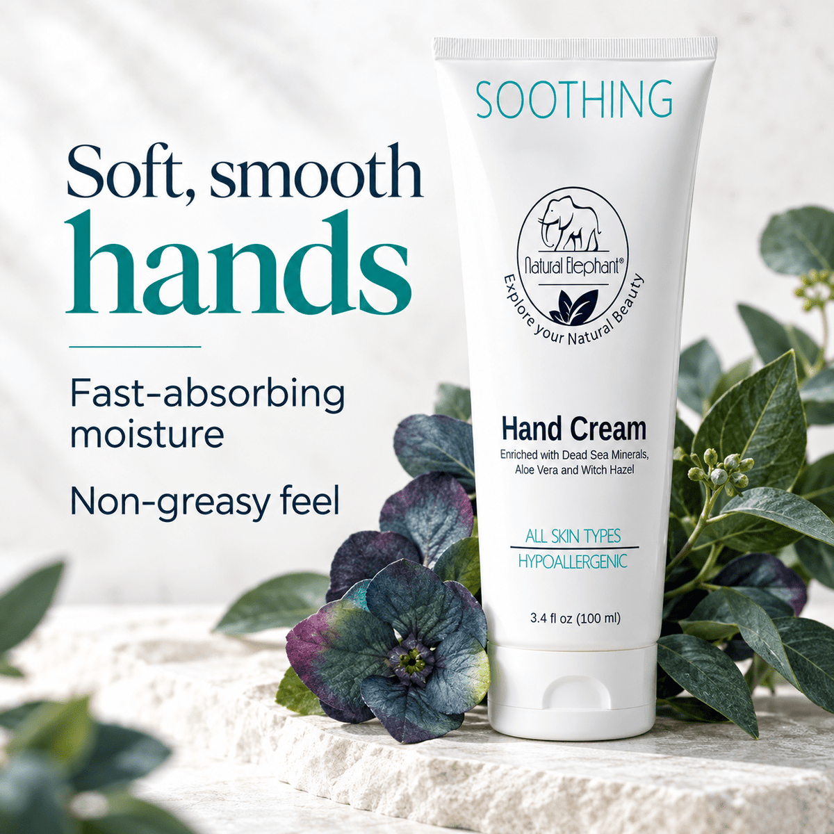 Fast-absorbing non-greasy hand cream for soft smooth hands