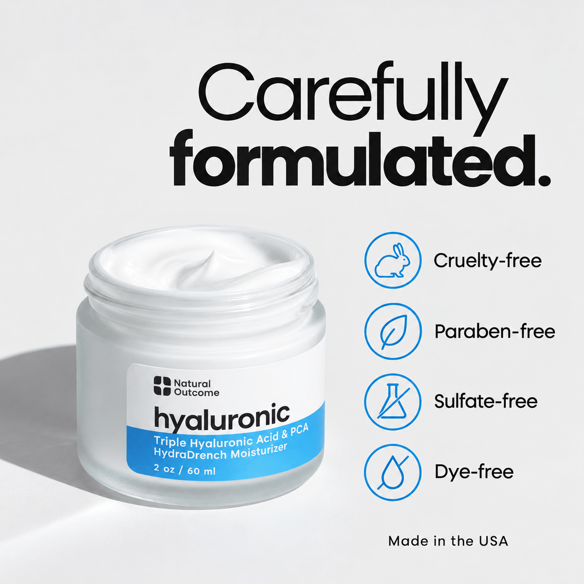 Cruelty-free paraben-free sulfate-free dye-free Natural Outcome moisturizer made in USA
