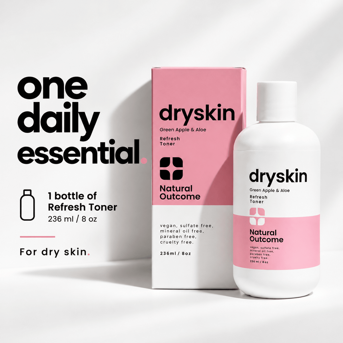 One Natural Outcome Refresh Toner bottle, 236 ml / 8 oz, with original carton