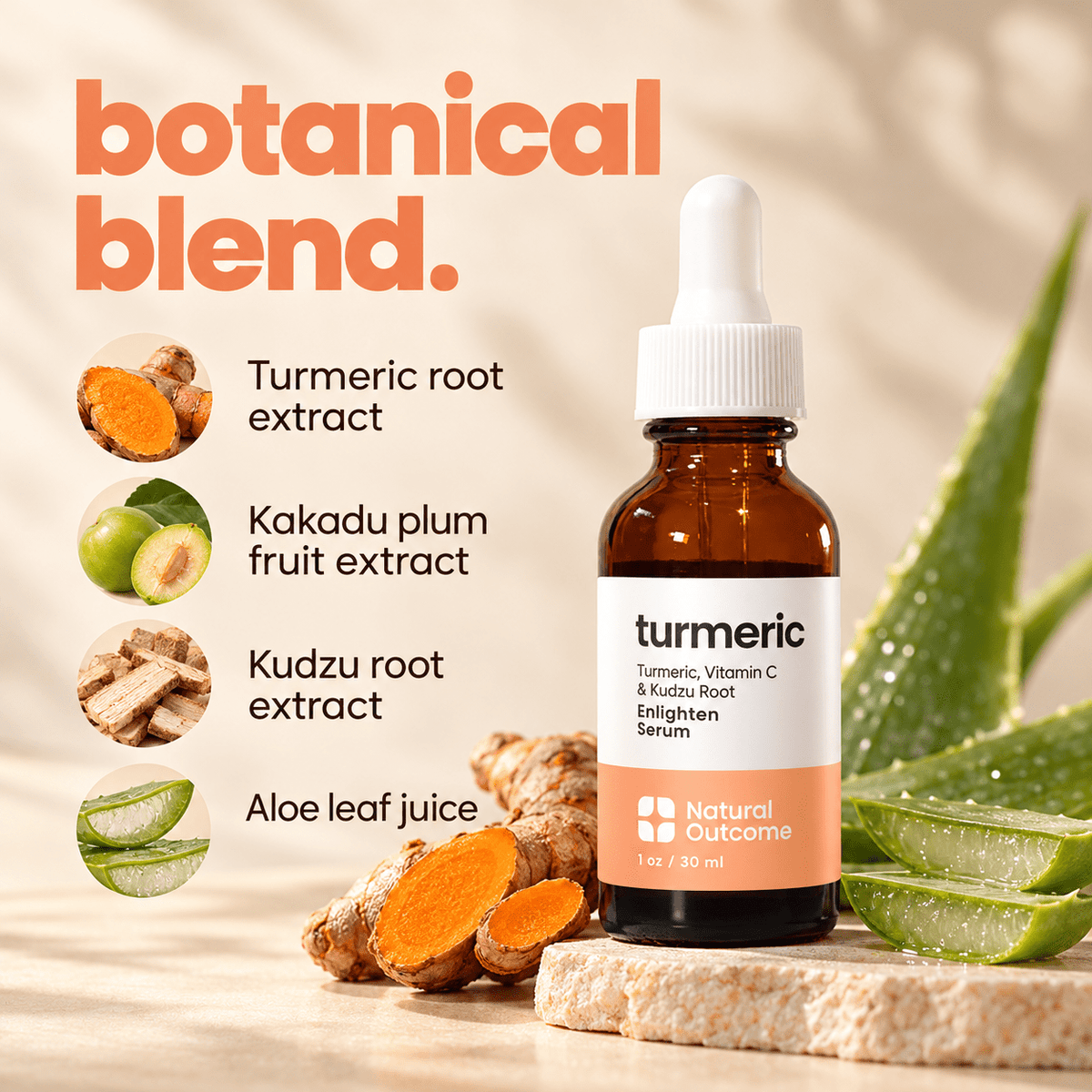 Natural Outcome Turmeric Enlighten Serum 30 mL: ingredients