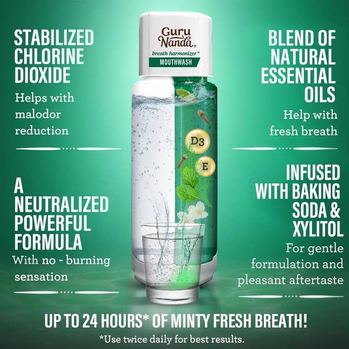 GuruNanda LLC β wholesale Mouthwash β Dual Barrel Breath Harmonizer Mouthwash, Wild Mint2